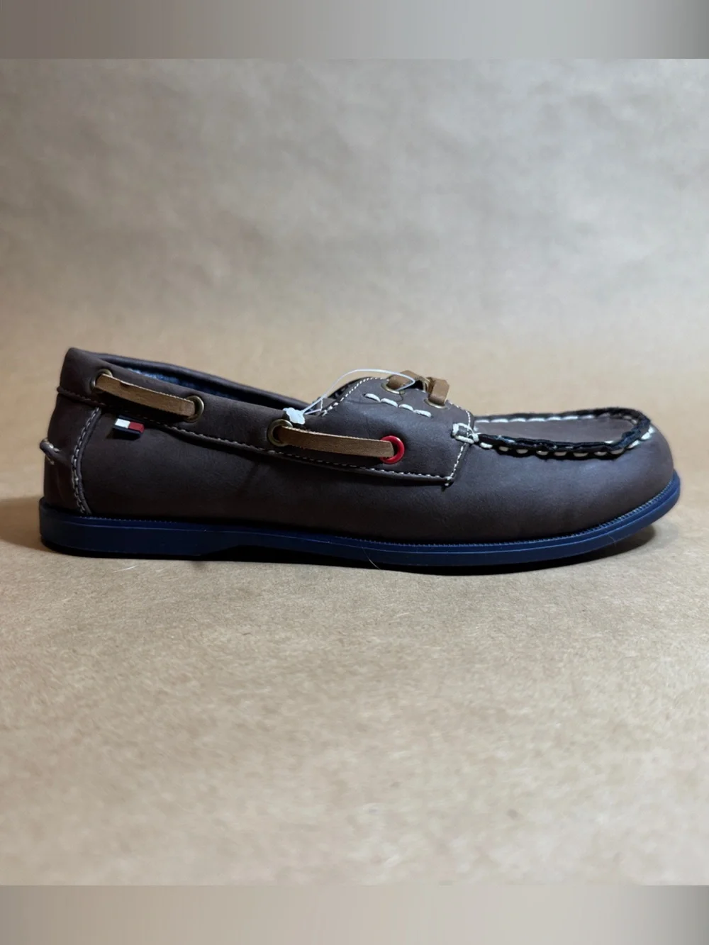 Kid’s Brown Leather-Style Moccasin Boat Shoes